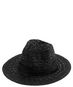 Woven Fedora Summer Straw Hat HA320103 BLACK